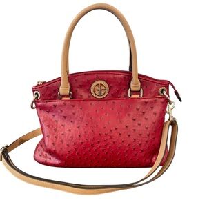 Giani Bernini Red Faux Ostrich Leather Satchel Bag ❤️